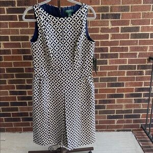 Ralph Lauren Blue and Cream Patterned Dress